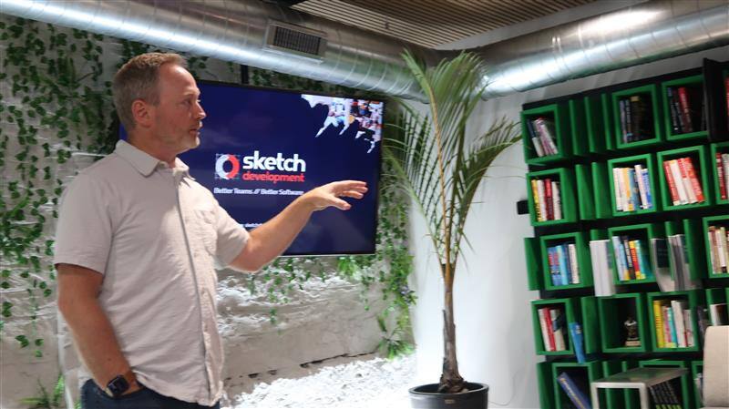 krewson speaking at sketch