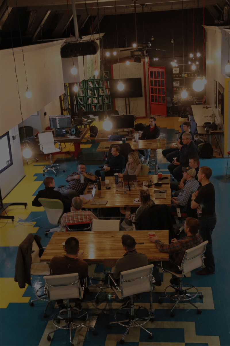 old Sketch office space with developers team